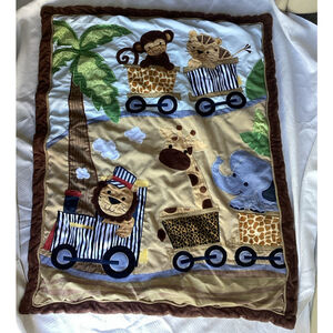 Lambs & Ivy Bedtime Originals Safari Animal Train Jungle Baby Blanket 35”X44”
